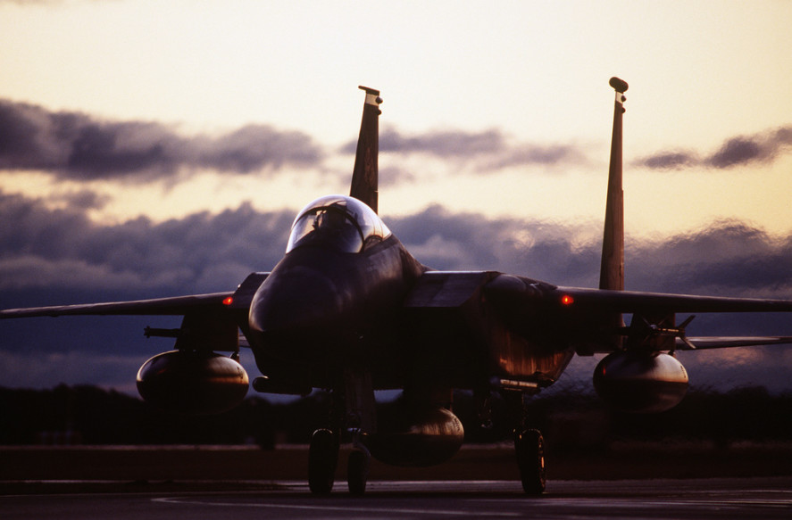 sa_1587414290F15C from the 44th FS Kadena Air Base Japan taxis towards the parking area during a fighter exercise.